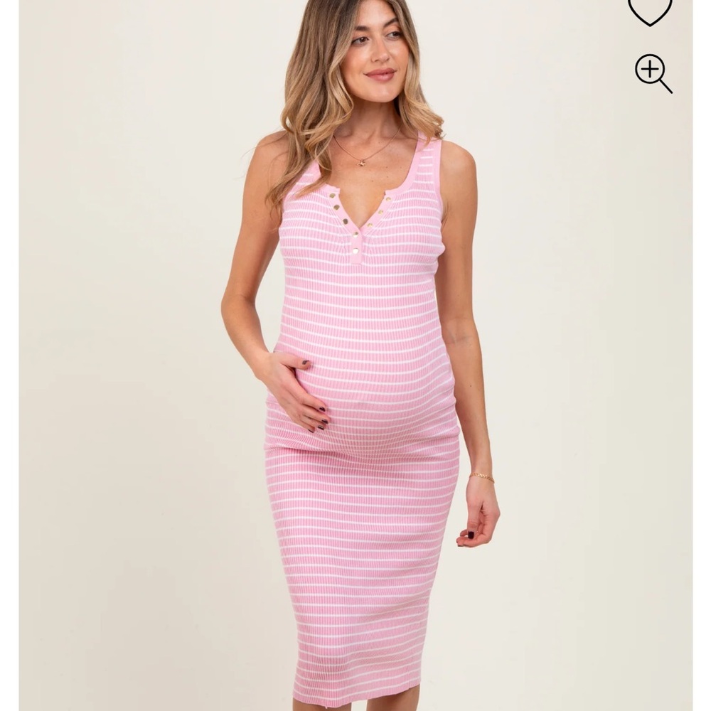 Pink Striped Maternity Dress
